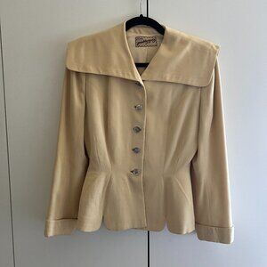 Vintage 1940s 1950s Wool Garbadine Skirt Suit Sailor